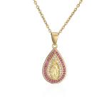 Zircon 14k Gold Jewelry Fashion Women Virgin Mary Pendant Necklace