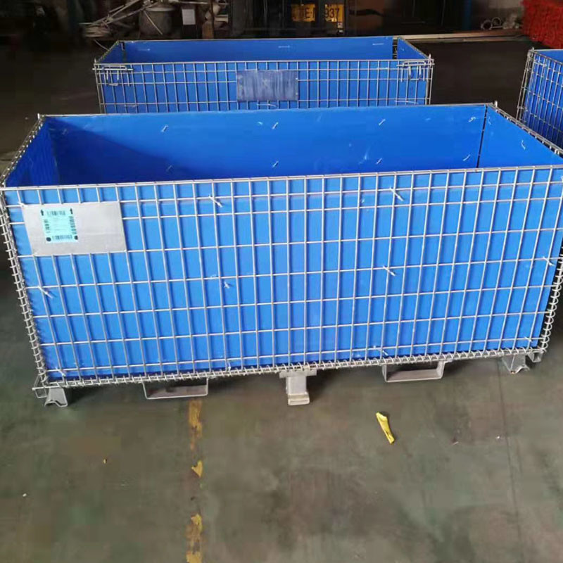 Foldable Heavy Duty Galvanized Collapsible Wire Mesh Containers With Caster Wheels