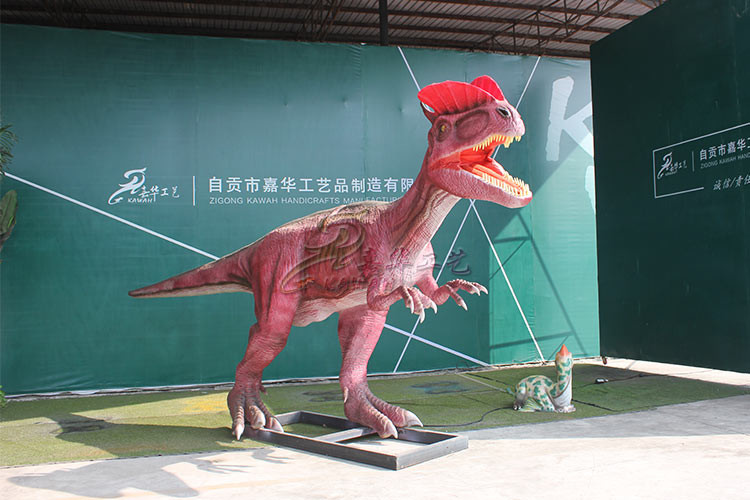 Outdoor Realistic Animatronic Dinosaur Dilophosaurus For Kids Amusement Park