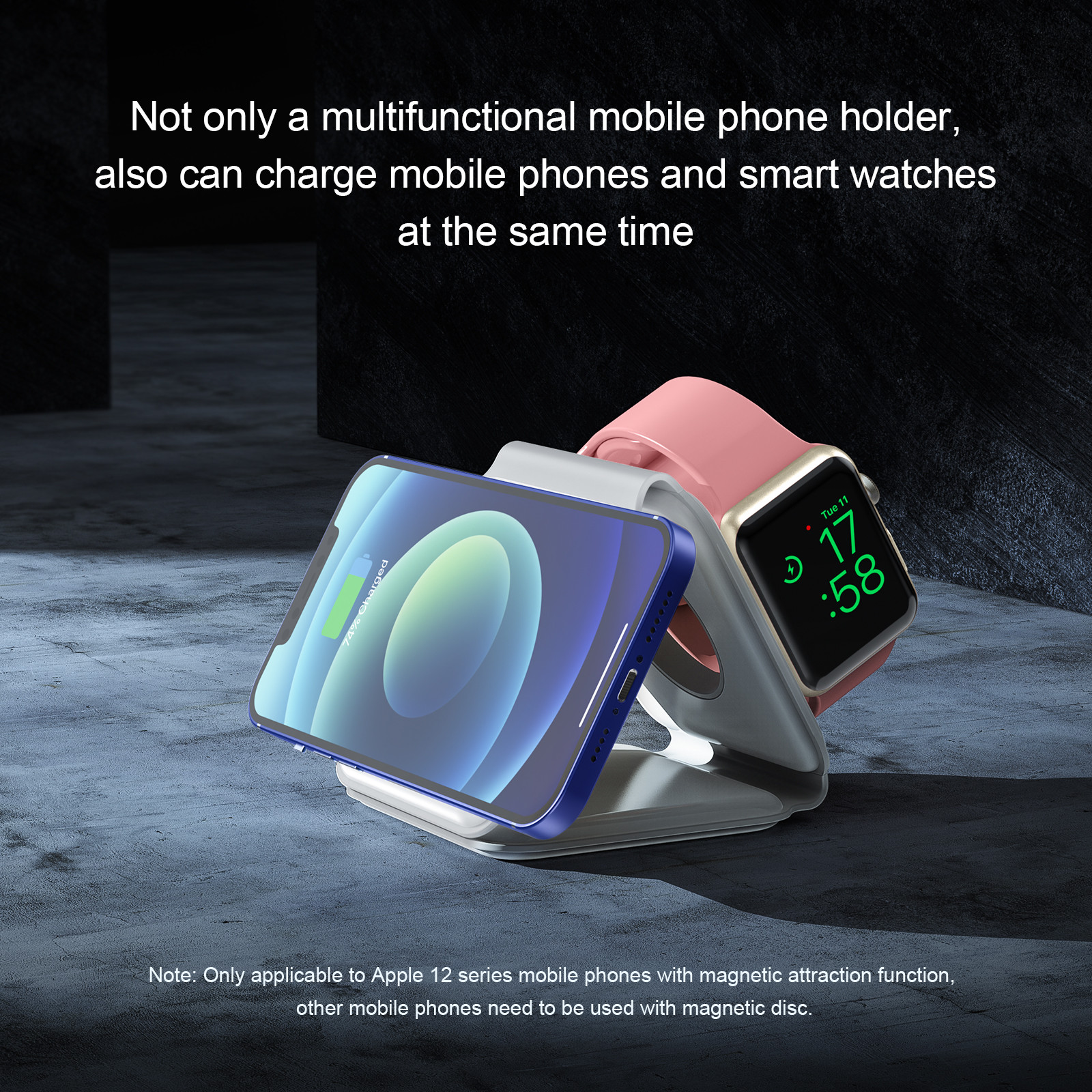 15W Fast Charging Portable Wireless Charger For Watches QC3.0 Charging Black/White