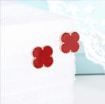 Four-leaf clover shape Acrylic stainless steel earrings Titanium steel