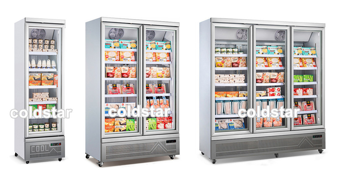 Display refrigerator freezer 1000L double glass doors drink cooler fridge showcase