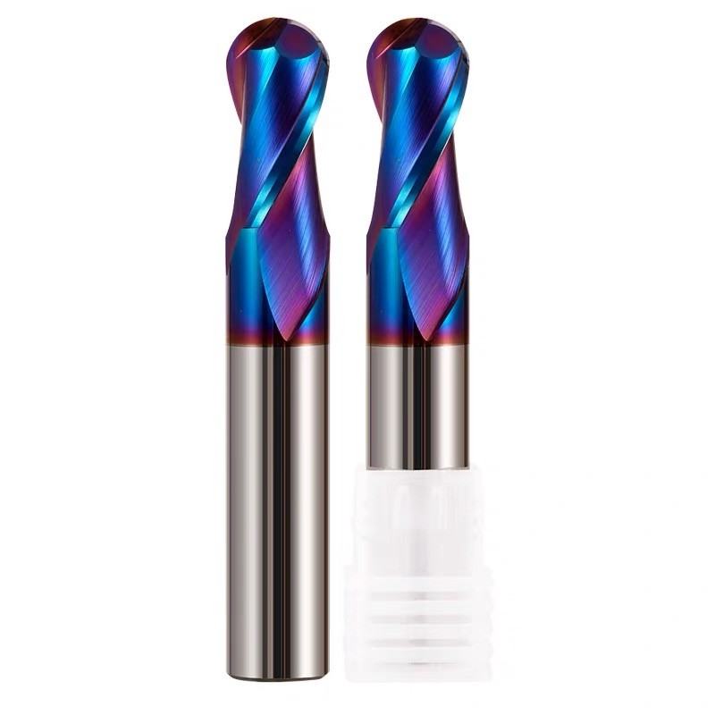 2 Blade Tungsten Steel Carbide Ball End Mill Blue Nano Coating CNC Cutting Tool