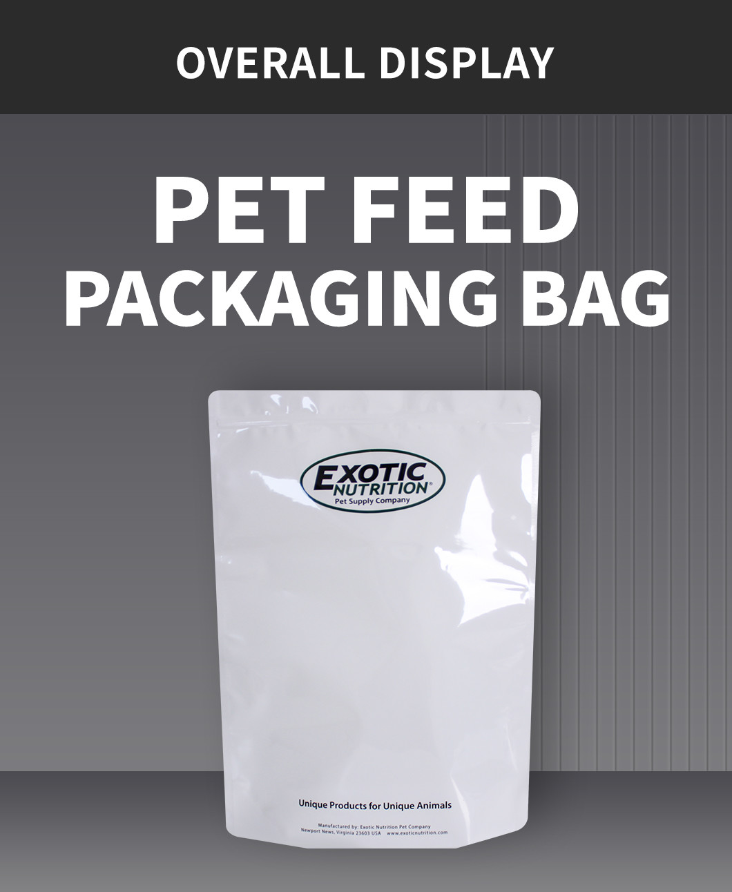 Laminated Plastic Pet Food Bag 1kg 2kg 3kg 20kgs For Animal Feed