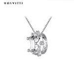 6.3in 3 Gram Sterling Silver Jewelry Necklaces 5A Cubic Zircon Crown Pendant