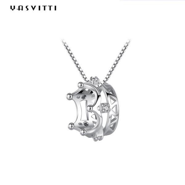 6.3in 3 Gram Sterling Silver Jewelry Necklaces 5A Cubic Zircon Crown Pendant
