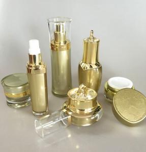 Quality 100ml Gold Luxury Cosmetics Packaging PMMA Bottle Sets Empty For Skincare wholesale