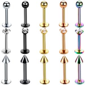 Quality Surgical Steel Assorted Colors Zircon Labret Stud Lip Piercing Ear Cartilage Tragus Helix Ring Fashion Charming Jewelry wholesale