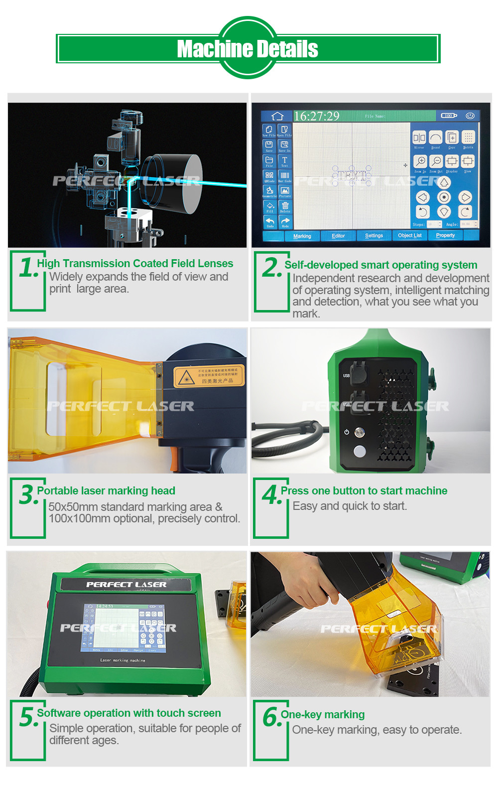 20w Portable Handheld Fiber Laser Marking Machine for Metal Stainless Steel Carbon Steel Aluminum Zinc Brass Air Cooling