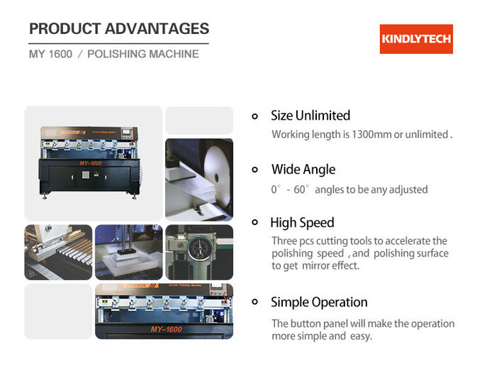 60Hz Acrylic Edge Polishing Machine , 1.6m Length Diamond Edge Polisher