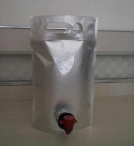 Quality stand up packaging Stand up wine bottle plastic bag with spout tap wholesale