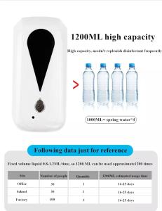 Quality 1200ml Touchless Infrared Sensor Alcohol Spray Dispenser wholesale