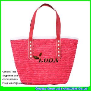 Quality LUDA red wheat straw tote bag handmade straw beach bag for summer wholesale