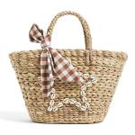 Custom Summer Kids Natural Beach Tote Bag Little Girls Basket Handbag Bucket
