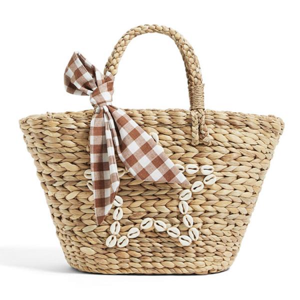 Custom Summer Kids Natural Beach Tote Bag Little Girls Basket Handbag Bucket