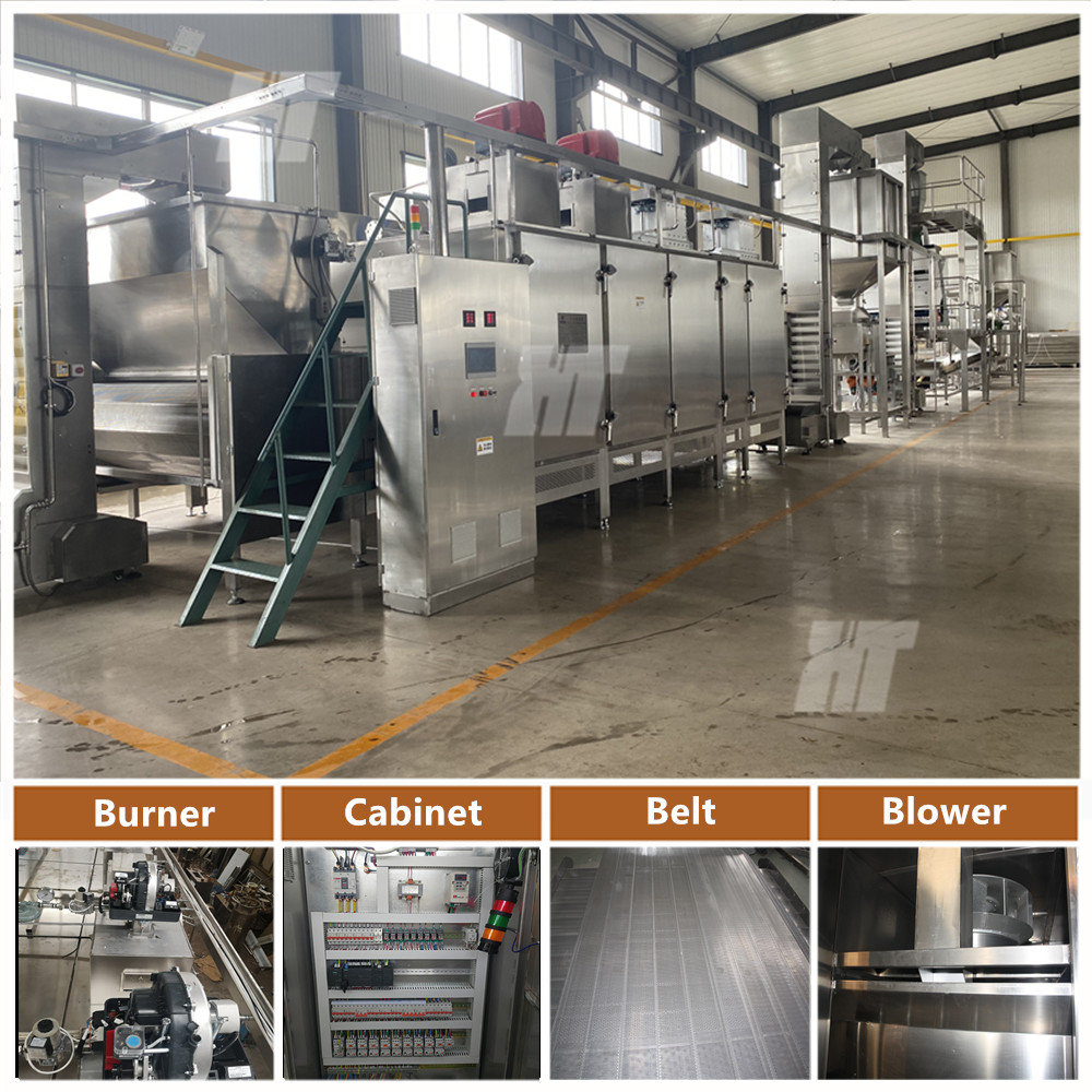 Full Automatic Nuts Roaster Machine Continuous 300kg/H Peanut Roasting Equipment