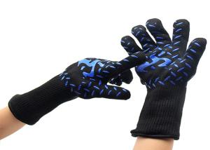 Quality 30 CM Safety Heat Resistant Work Gloves Blue Silicone Print Material wholesale