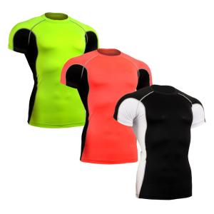 Quality Sun Protection Custom Rash Guard , Short Sleeve Swim Shirt Without Heavy Ink wholesale