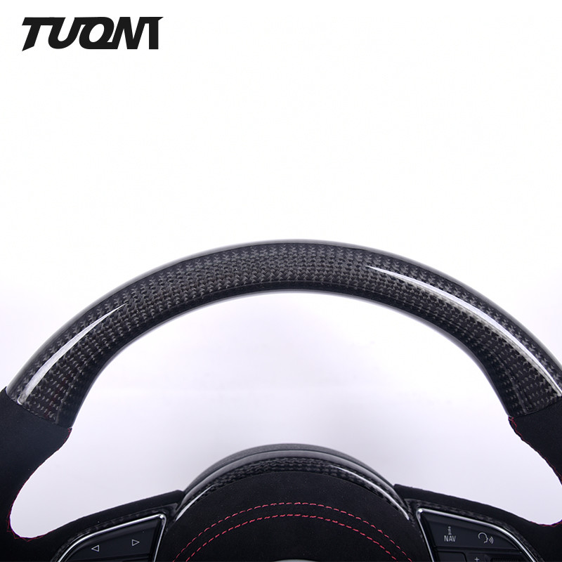 Genuine Carbon Fiber Alcantara Leather Audi Steering Wheel With Knobs
