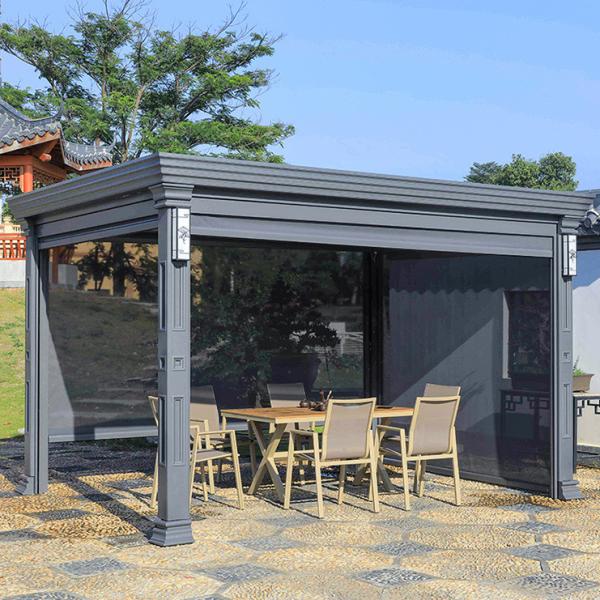 Outdoor Aluminum Gazebo Garden Leisure European Style Louvers With Retractable