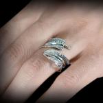 925 Silver Feather Ring Vintage Plume Adjustable Opening Band Ring (011231W)