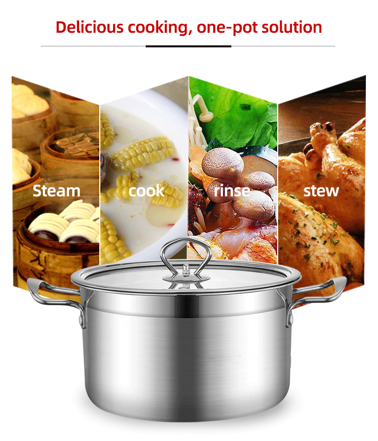 Amazon Top Seller Stainless Steel Food Soup Pot Cooking Pot With Glass Lid