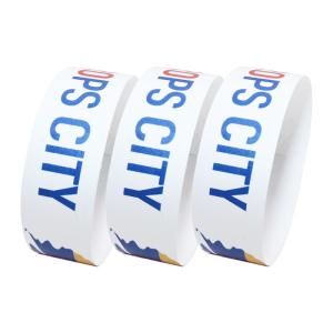 Quality Barcoding Tyvek Paper Wristbands Custom Logo Printing Tear Resistant wholesale