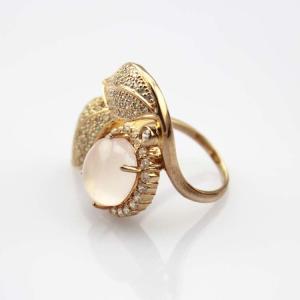 Quality Rose Gold Plated 925 Silver Ring withGenuine Rose Quartz and Cubic Zirconia (R215) wholesale