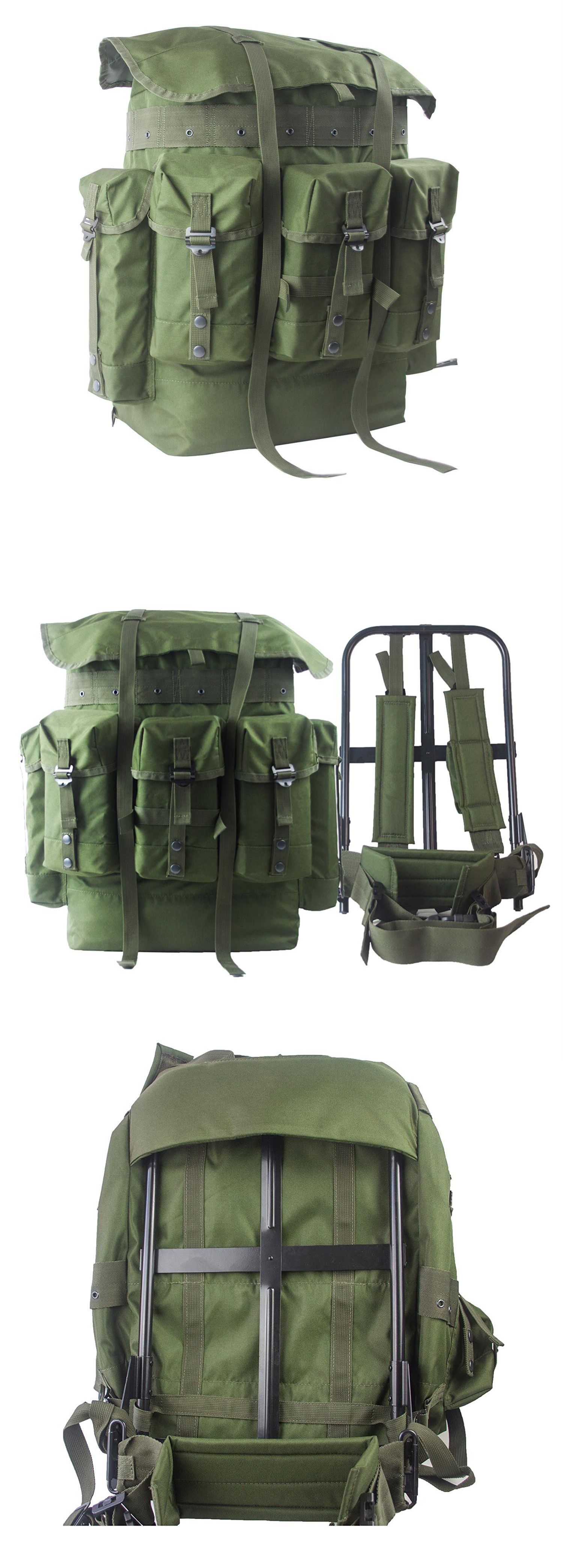 Aluminum Frame 50L Green Backpack for Outdoor Sports and Exploration