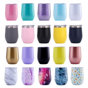 Quality 12 Oz Insulated Wine Tumbler With Lid And Straw Stainless Steel Stemless Wine Tumbler wholesale