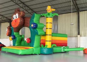 Quality Small Commercial Bouncy Castle , Blow Up Jump House Cartoon Monkey Image wholesale