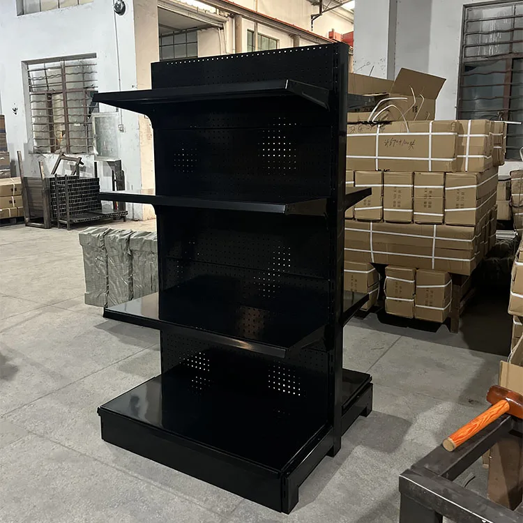 Factory Customized Size Thickness Color black store shelves shelving display gondola rack retail display racks