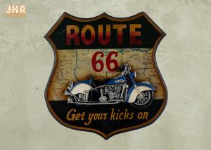 Quality Resin Motorcycle Wall Decor Antique Route 66 Wall Plaques Pub Sign Wood Wall Art Sign wholesale