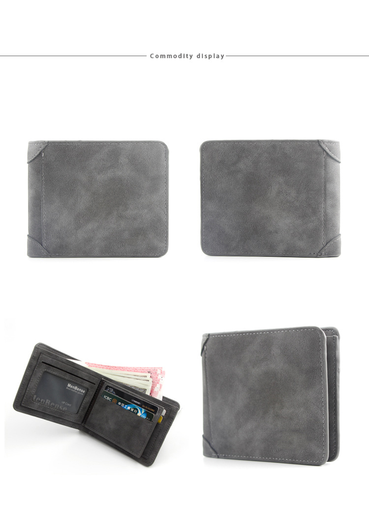 Style Fashion Man Purse Ultrathin Vintage Matting PU Leather Men Wallets for Decoration