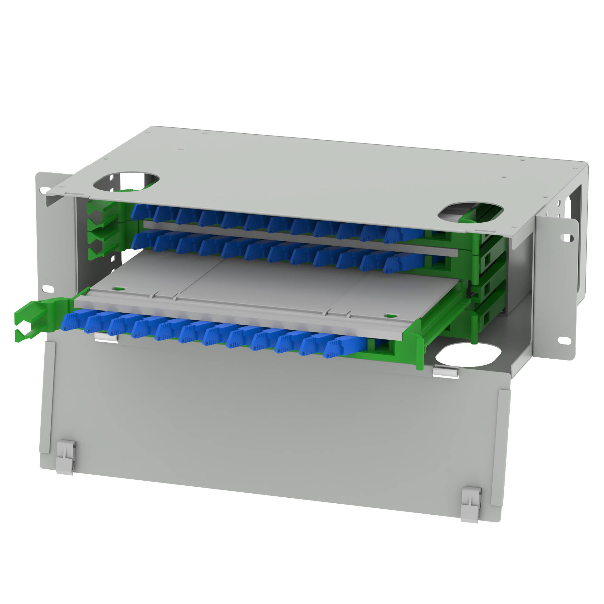 E2K Type 48 Ports Fiber Optic Distribution Patchpanel in White for FTTX Applications