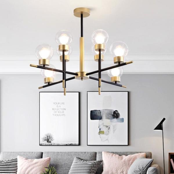 Nordic Glass Ball Modern Pendant Light E27 Wrought Iron Branch Decorative