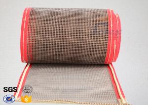 Quality Brown PTFE Coated Fiberglass Mesh Fabric Conveyor Belt 4X4 mm wholesale