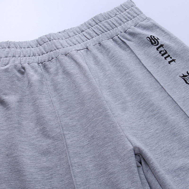 Loose Side Printing Ladies Casual Pants , Mid Waist Ladies Wide Leg Trousers