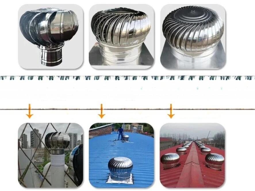 Spot SS304 Roof Ventilator Turbo Fan With Base Self Driven No Power Fan Voltage 220V