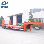 60T Max Payload Steel 2 Axles Lowboy Flatbed Semi Trailer for Long Distance