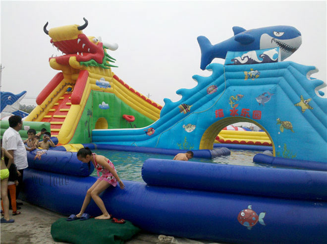 inflatable water park, giant inflatable water slide