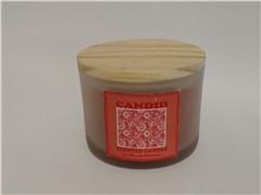 Quality Home decor candle, large scented glass candle with 3 wicks and wooden lid wholesale