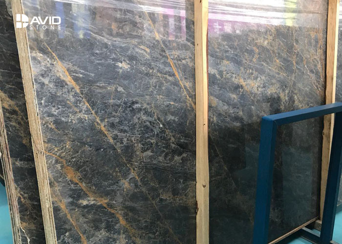 Henan quarry low price Golden vein blue marble 18 mm beautiful decor