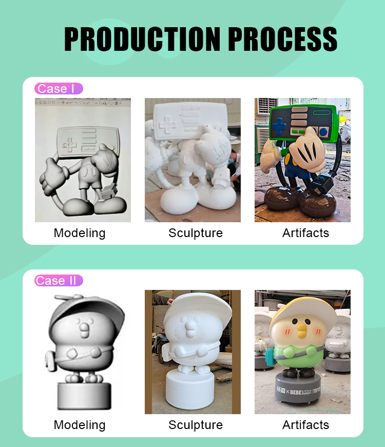 Colorful 3m High 3D Cartoon Resin Fiberglass Sculpture For Event Exhibition Easy To Clean And Long-Lasting