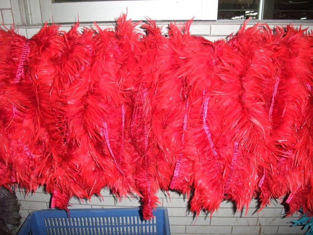 4-6 Inch Party Decoration Saddle Hackle Feather Fringe Trimming with Satin Ribbon Tape