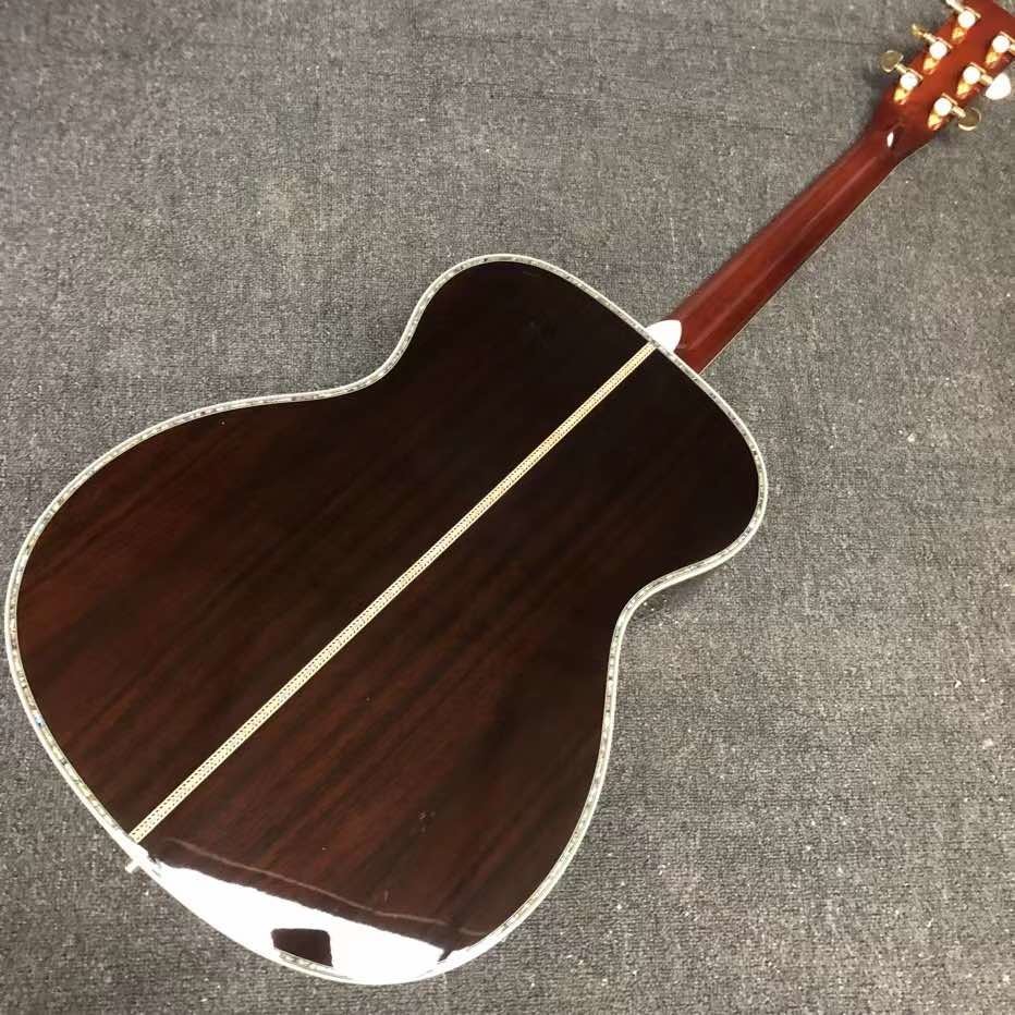 Custom 40 Inch OM Body Acoustic Guitar with Signature In Yellow