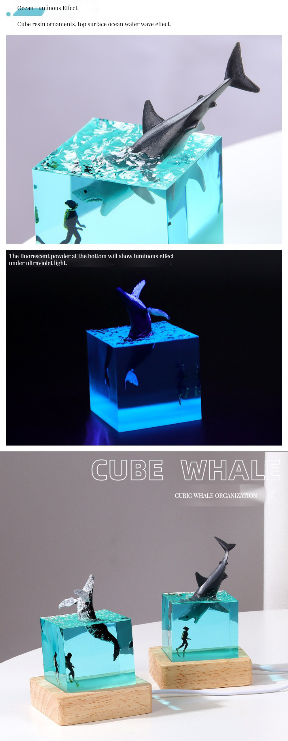 Direct Ocean Night Lamp Resin Atmosphere Table Light for Kids' Bedroom Made of BAMBOO
