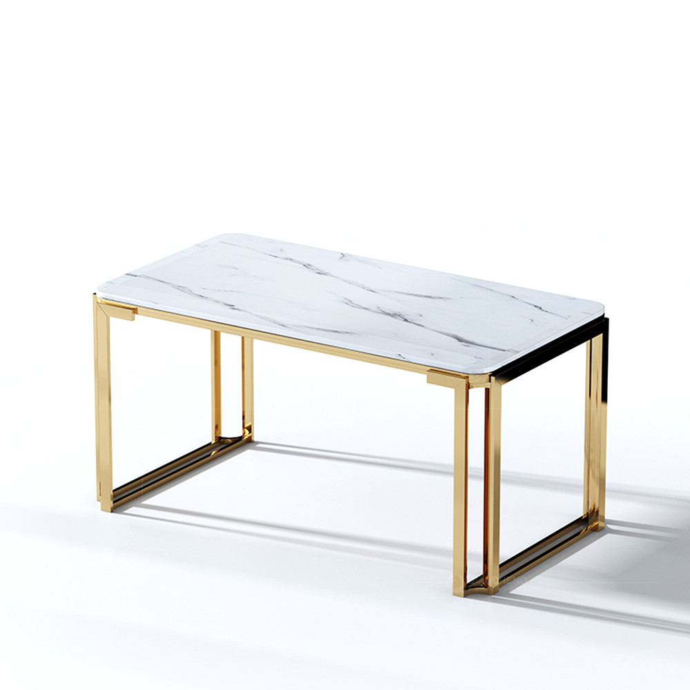 Contemporary Oval SS Dining Table With Marble Table Top Kitchen Furniture