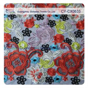 Quality Cotton Floral Embroidered Lace Fabric , Muti - Color Allover Fashion wholesale