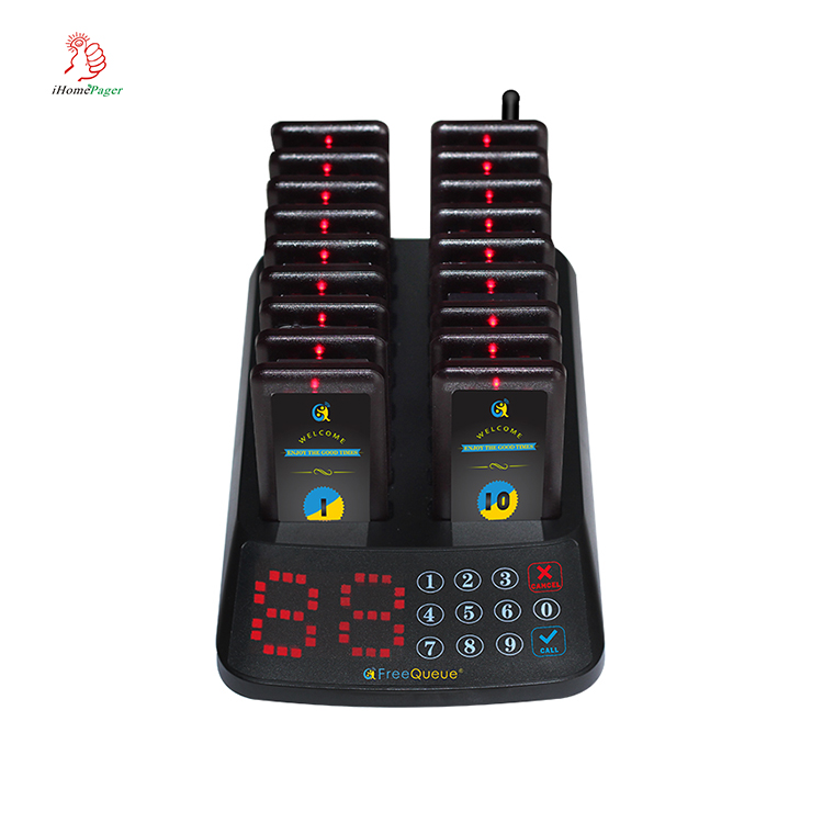Wireless cafe and bar ordering service queue call pager system